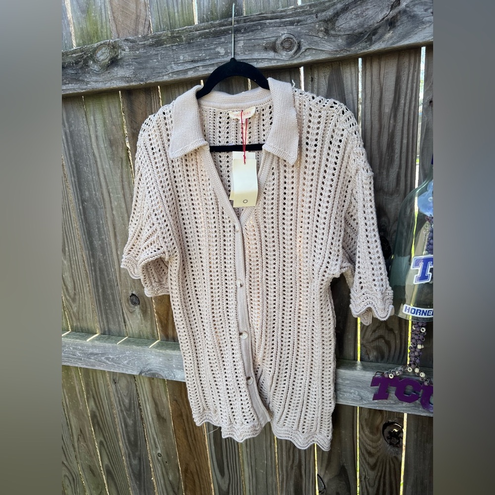 👗SolitaireCream Knit Cardigan - Picture 1 of 9